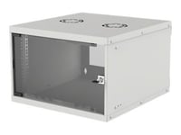 Intellinet Network Cabinet, Wall Mount (Basic), 6U, Usable Depth 340Mm/Width 485Mm, Grey, Flatpack, Max 50Kg, Glass Door, 19", Parts For Wall Installation (Eg Screws And Rawl Plugs) Not Included, Three Year Warranty - Skåp - Väggmontering - Grå, Ral