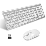 LeadsaiL KF29 Wireless Keyboard and Mouse Set, Wireless USB Mouse and Compact Computer Keyboards Combo, QWERTY UK Layout for HP/Lenovo Laptop and Mac-Silver