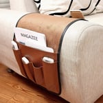 No-slip Sofa Couch Chair Armrest Caddy Pocket Leather TV Remote Control Holder Chair Couch Space Saver Caddy Sofa Armrest Bag Bedside Armchair Storage Bag Organizer for Phone Book Magazine DVD Drinker
