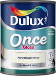 Dulux Once Gloss Pure Brilliant White One Coat For Wood And Metal Surfaces 750ml