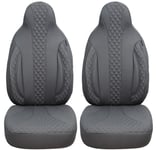 Housses de siège sur Mesure pour sièges Auto compatibles avec VW Caddy 4 2015 conducteur et Passager FB : PL409 (Gris)