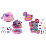 Polly Pocket Dolls and Playset, Animal Toys, Groom & Glam Poodle Compact Playset & Mini Toys, Piñata Party Compact Playset with 2 Micro Dolls and 14 Accessories, Pocket World Travel Toys