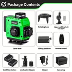 Niveau Laser Vert Professionnel 16 Lignes 4x360° Auto-Nivellement, Puissant, Rechargeable, Compact, Silencieux, Multifonction avec Télécommande Outil de Mesure Précise pour Construction & Bricolage, Étui Inclus