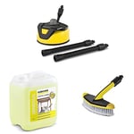 Kärcher T 5 Patio Cleaner - Pressure Washer Accessory & Kärcher 5 L Canister Pressure Washer Detergent, Universal Cleaner & Kärcher 2643-233.0 Soft Washing Brush - Pressure Washer Accessory