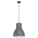 EGLO Suspension luminaire Ebury, lustre chambre industriel et scandinave, plafonnier salon ou salle à manger en métal gris, blanc, douille E27