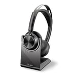 Poly - Voyager Focus 2 UC USB-C Headset with Stand (Plantronics) - Bluetooth Dual-Ear (Stereo) Headset with Boom Mic - USB-C PC/Mac Compatible - Active Noise Canceling - Works with Teams, Zoom & more