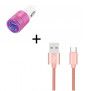 Pack Voiture Pour Crosscall Core?T4 (Cable Chargeur Metal Type C + Double Adaptateur Allume Cigare) Android - Rose