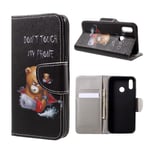 Huawei P20 Lite / Nova 3e mobilfodral i PU skyddar plånbok korthållare sedelförvaring stående läge - Teddybjörn do not touch my phone