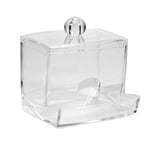Agatige Cotton Bud Holder, Clear Acrylic Q-Tip Cotton Swabs Storage Dispenser for Dresser Bathroom Vanity Countertop, 3.5 x 3.0 x 3.5inch