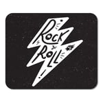 Mousepad Computer Notepad Office Rock and Roll Lettering Vintage Monochrome Music Badge Retro Hipster Sound Home School Game Player Computer Worker Inch
