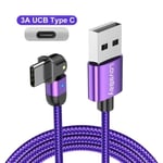 Taille 0.5m - Câble USB type-c LED rotatif à 180 °, Charge rapide, Pour téléphone portable Samsung Galaxy Hua - Mauve