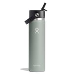 HYDRO FLASK - Water Bottle 709 ml (24 oz) - Vacuum Insulated Stainless Steel Water Bottle with Flex Straw Cap - BPA-Free - Wide Mouth - Agave