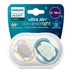 Philips Avent Napp Ultra Air Day and Night 2-pack 6-18 mån Grön & Gul 2-pack