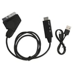 1080P HD SCART till HDMI-omvandlare Adapterkabel för ljudvideo, DC 5V