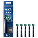 5 Pack Oral B Cross Action Braun Replacement Electric Toothbrush Heads - Black