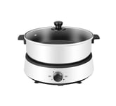 Primst Electric Hot Pot Cooker, Shabu Shabu Hot Pot, Separate Design Multifunctional Electric BBQ Grill Pot, for 2-5 People, 1350W (White)