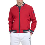 Tommy Hilfiger Men's Lightweight Varsity Rib Knit Bomber Jacket Shell, Red, L