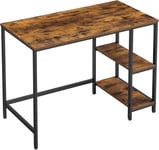 Desch Computer Desk Pc Desk Office Table med 2 Hyllor på Höger eller Vänster Sida För Kontor Vardagsrum Stålram Industriell Design Vintage Brun/svart