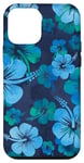 iPhone 12 mini Navy Blue Hibiscus Hawaiian Flower Pattern Tropical Floral Case
