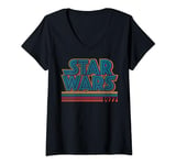 Womens Star Wars Super Retro Striped Logo 1977 V-Neck T-Shirt