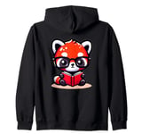 Adorable Book Lover Red Panda With Reading Glasses Cute Zip Hoodie