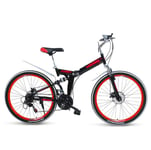 DGPOAD Folding Mountain Bikes For Men Adults Women Teens Ladies Unisex Alloy City Bicycle 27" With Adjustable Seat,comfort Saddle Lightweight Disc brakes/B / 27 speed