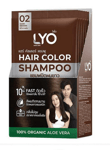 Lyo Hair Color Shampoo Dye Organic Cover White No 2 Dark Brown Aloe Vera 1 Box