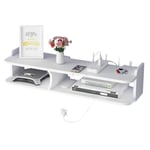 Floating Shelf for tv Components Wall Hanging Media Console Bracket Punching-Free Storage Rack Wall Mounted Floating Shelf for Set-Top Box Router Game Consoles for Home 60 cm