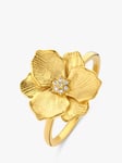 DPT Antwerp Diamond Heart Jasmine Flower Ring, Gold