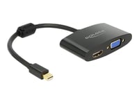 Delock - Videokort - Displayport (Hane) Till Hd-15 (Vga), Hdmi (Hona) - 18 Cm - Svart