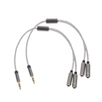 2pcs Headphone Jack Adapter Headset Splitter 3.5mm Male to 2 Ports 3.5mm Female