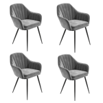 https://furniture123.co.uk/Images/BUNLOG00285402_3_Supersize.jpg?versionid=3 Set of 4 Grey Velvet Dining Armchairs - Logan