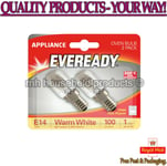 Eveready Twin Pack Oven Bulbs 300° 15W Appliance Light Lamp Bulb 240v SES E14 