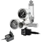 Akvarium CO2-regulator med 12V-adapter, tryckreducerare för akvarium, dubbel tryckmätare inklusive bubbelräknare och backventil, W21.8-gränssnitt