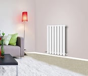 NRG 600x413mm Horizontal Single Oval Panel Column Designer White Bathroom Central Heating Radiator 15 Year Guarantee