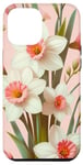 iPhone 15 Plus Cute Pink Daffodil Flower Floral Pattern Case