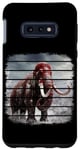 Galaxy S10e Retro black and red woolly mammoth on snow, clouds, art. Case