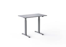 Wulff Höj och sänkbart skrivbord 100x60cm, 2 motorigt, 7 års garanti Färg på stativ: Silver - bordsskiva: Grå laminatskiva