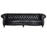 Mer Hemma Vintage chesterfield 3-sits soffa svängd läder svart 255 cm
