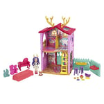 Enchantimals Maison de Danessa Biche​, mini-poupée et figurine animale Sprint, 4 espaces de jeu et accessoires, emballage fermé, jouet pour enfant, HFC41