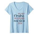 Womens Funny This is My First Cruise in Cozumel Mexico 2024 Lover V-Neck T-Shirt