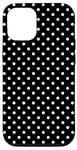 Coque pour iPhone 15 Petit motif géométrique à pois des années 80 noir et blanc