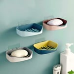 Bathroom Shower Soap Box Dish Storage Plate Suction Wall She Green + Light Blue