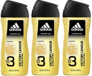 3 x Adidas 3 in 1 Body/Hair/Face Shower Gel  250ml - Victory League