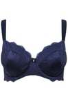 Ulla Popken Femme Grandes Tailles Soutien-Gorge à Armatures, sans Bonnets Souples. Satin et Dentelle. Bonnet C-F. Bleu Nuit 95C 830416139-95C