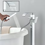 Floor Mounted Chrome Waterfall Free Standing Bathtub Shower Tub Filler Mixer Tap