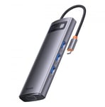 Baseus Metal Gleam Series 8 in 1 USB Typ C HUB-dockningsstation - 1 x HDMI / 3 x USB 3.2 Gen. 1 / 1 x Strömförsörjning / 1 x SD-