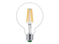 Philips - LED-glödlampa med filament - form: G95 - klar finish - E27 - 4 W (motsvarande 60 W) - klass A - varmt vitt ljus - 2700 K