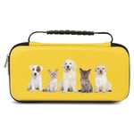 Etui Pochette Switch Lite Jaune Chien Labrador Et Chat Personnalisee