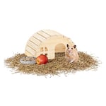 Relaxdays Maison pour Hamster (Nain) et Souris, en Bois, Accessoire de Cage, H x L x P : env. 10 x 18,5 x 13 cm, Nature